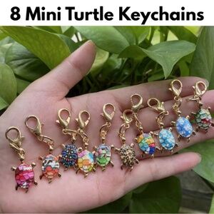 Turtle is about 1/2 inch long - keychain section about one inch - Very Cute -NEW